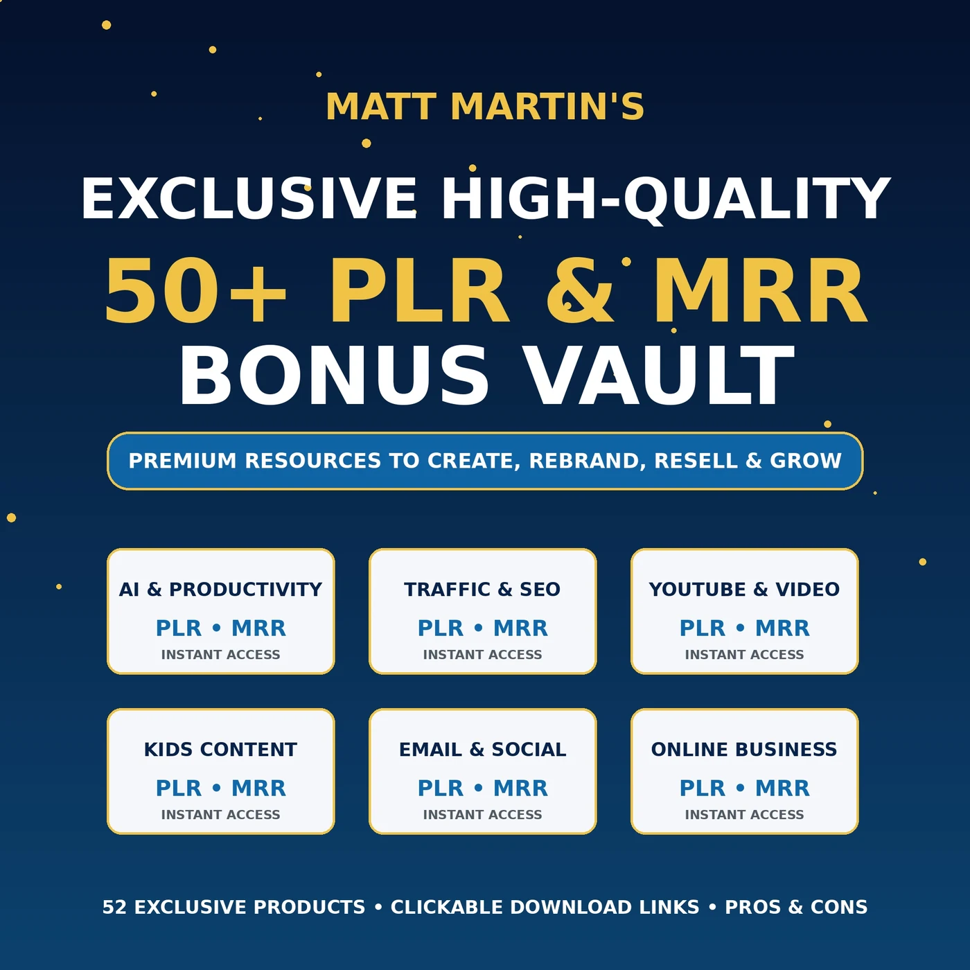 Matt Martin's Exclusive 50 Plus PLR and MRR Bonus Vault